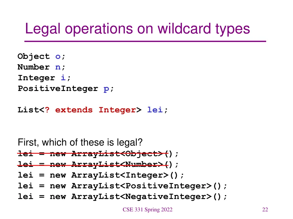 legal operations on wildcard types 1
