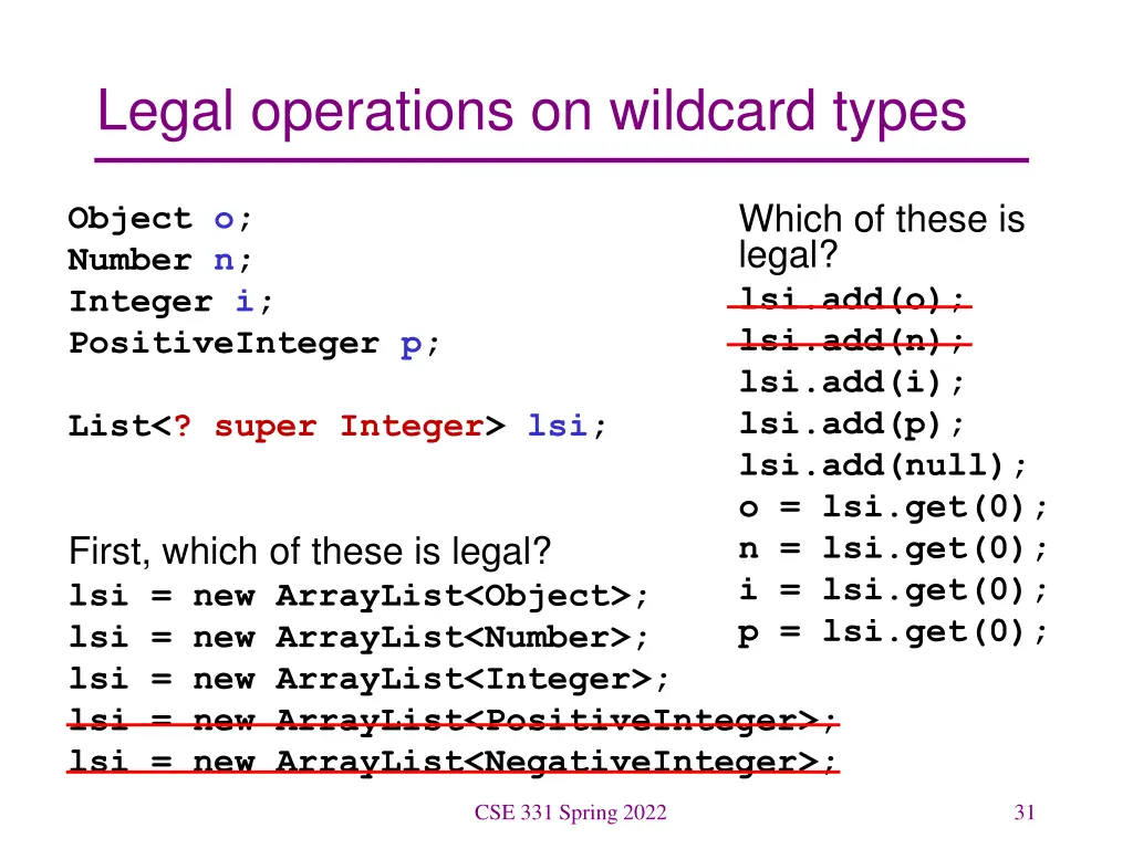legal operations on wildcard types 10