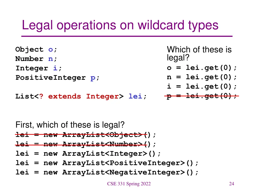 legal operations on wildcard types 3