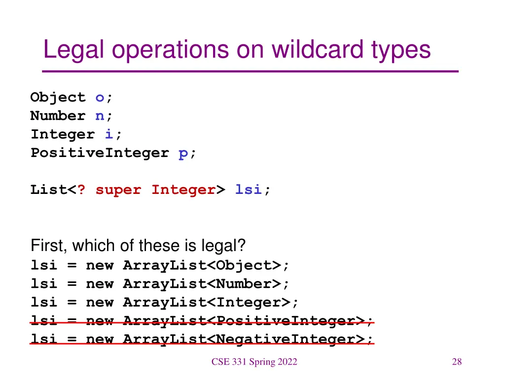 legal operations on wildcard types 7