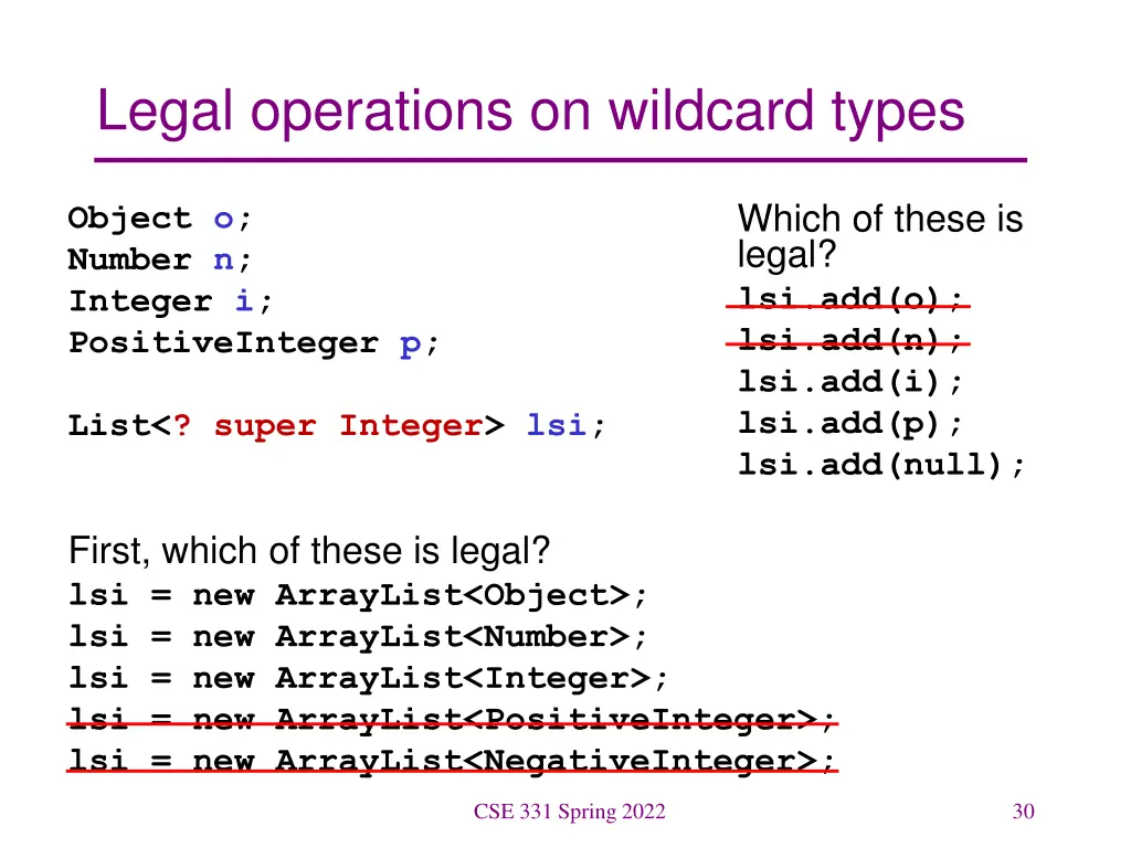 legal operations on wildcard types 9