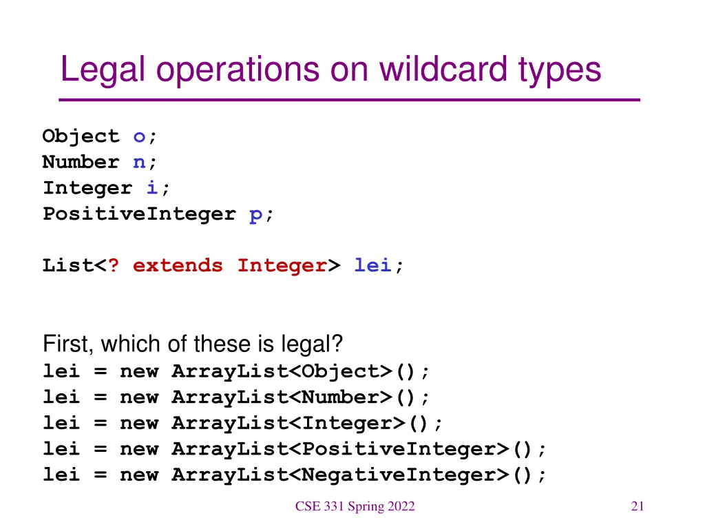 legal operations on wildcard types