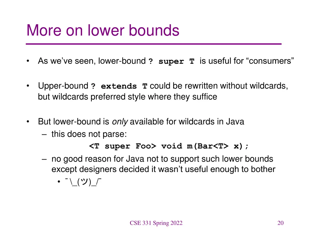more on lower bounds