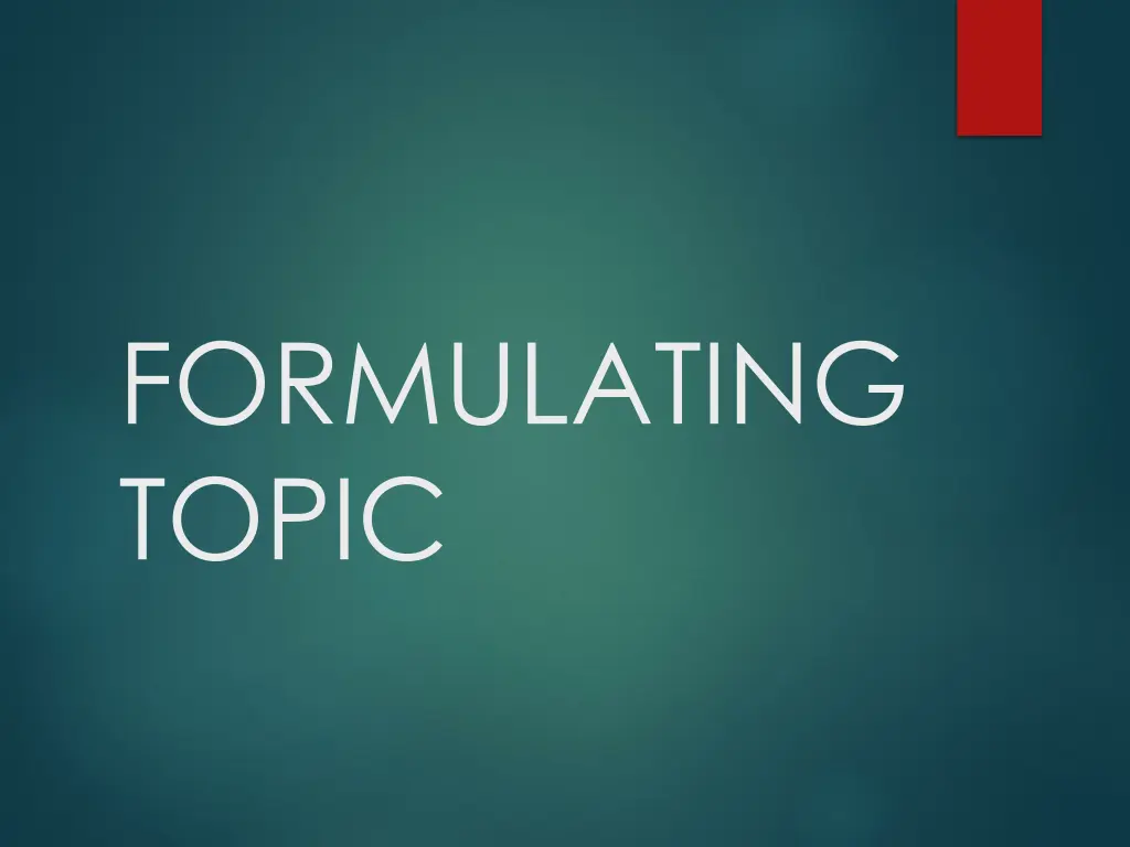 formulating topic