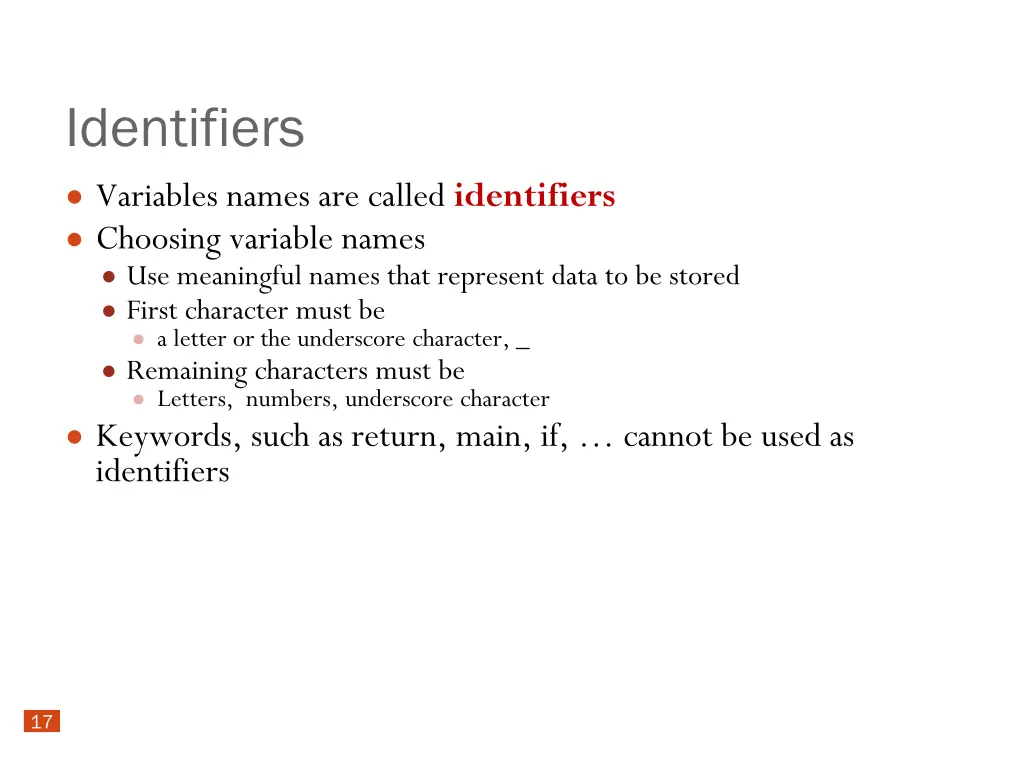 identifiers