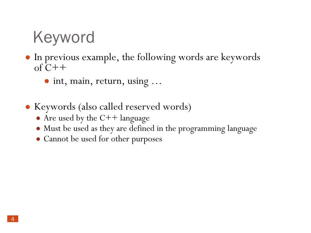 keyword in previous example the following words