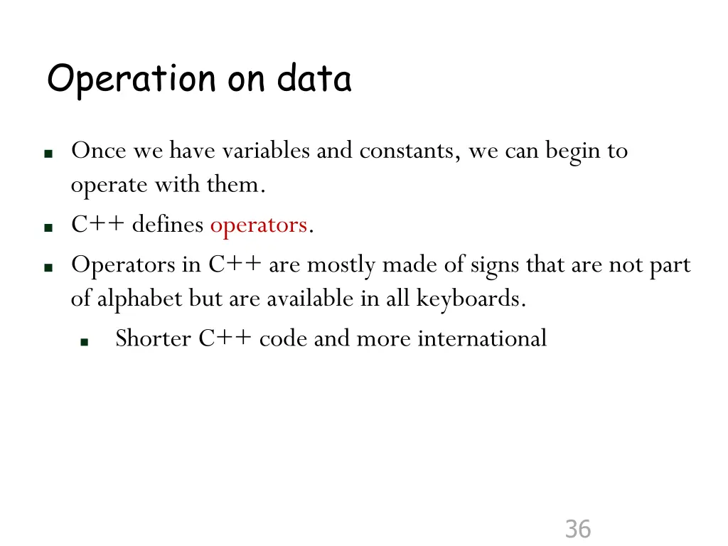 operation on data