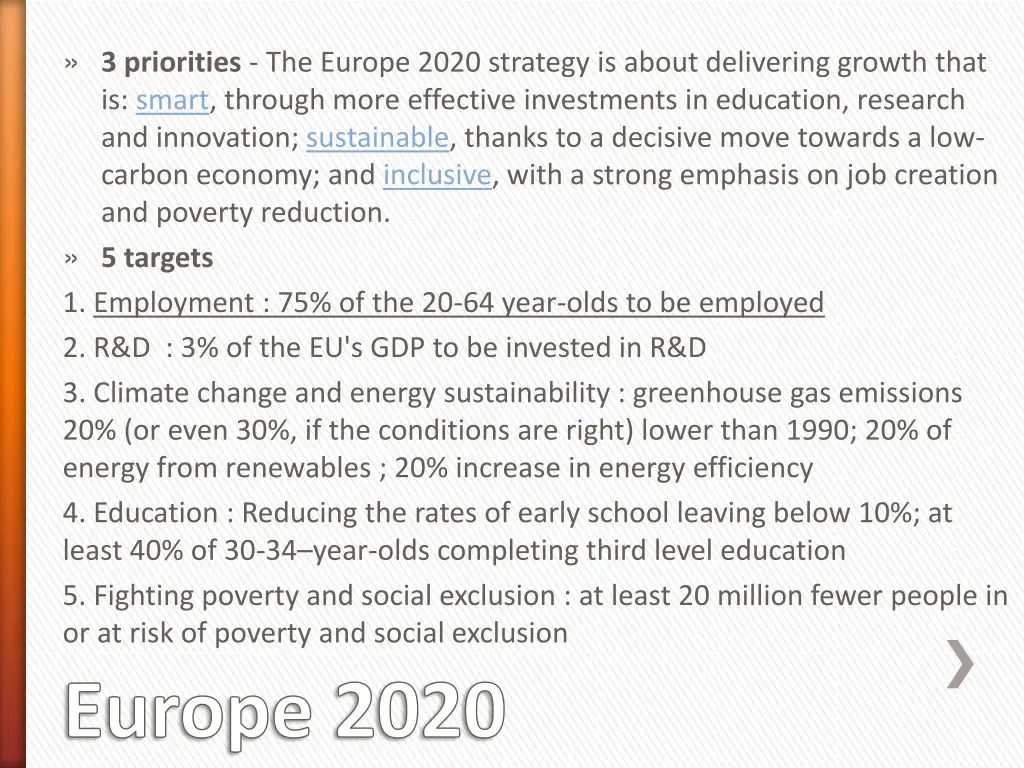 3 priorities the europe 2020 strategy is about