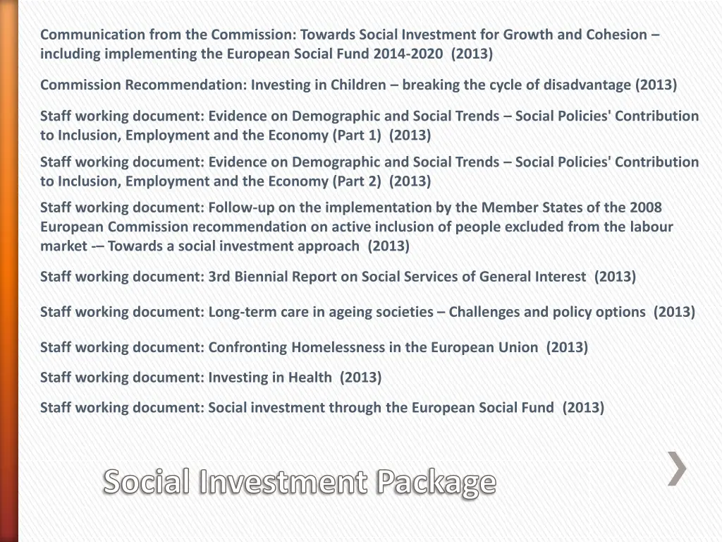 communication from the commission towards social