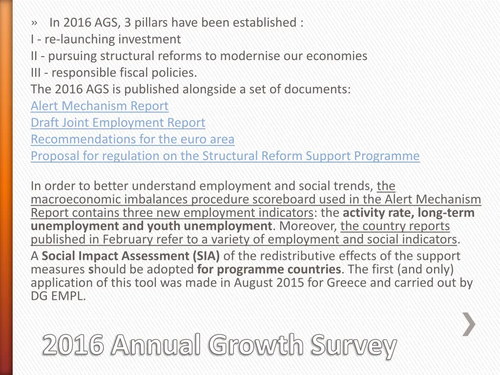 in 2016 ags 3 pillars have been established