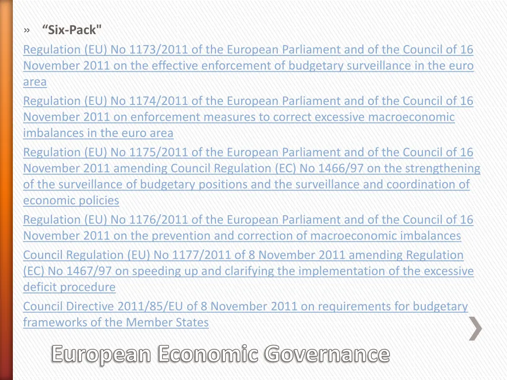 six pack regulation eu no 1173 2011