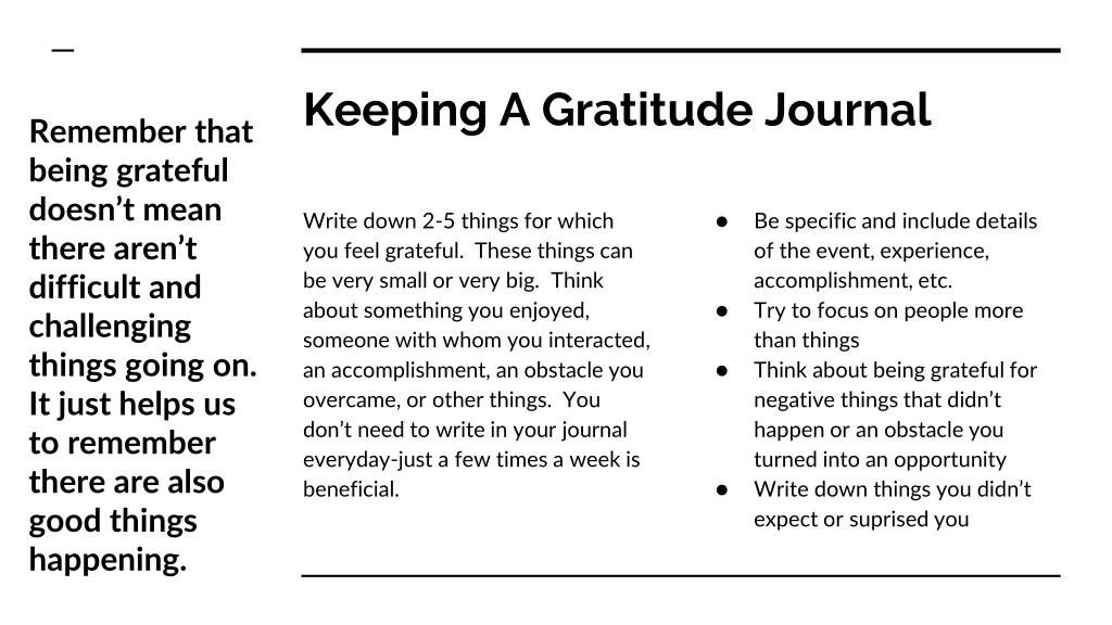 keeping a gratitude journal