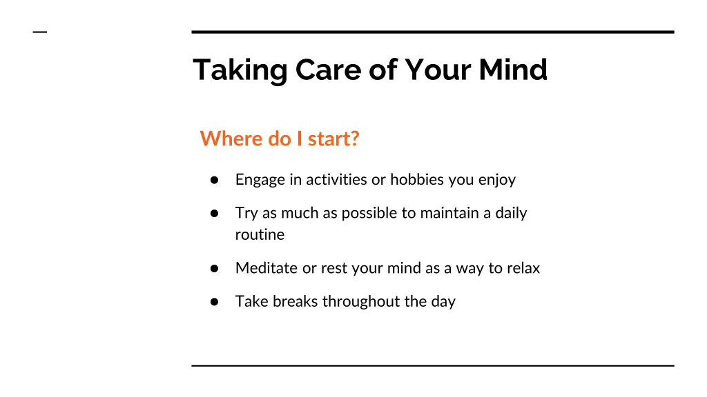 taking care of your mind