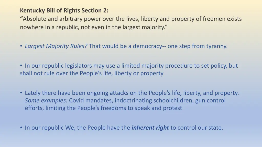 kentucky bill of rights section 2 absolute