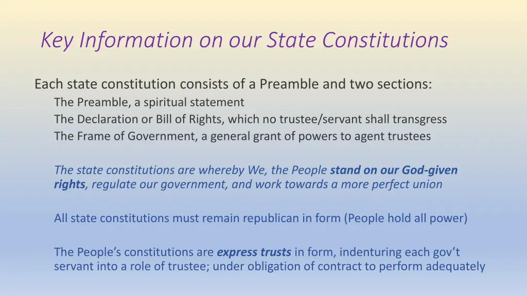 key information on our state constitutions