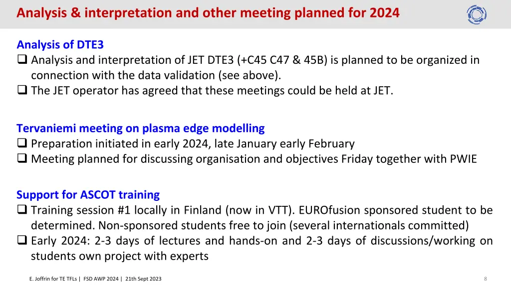 analysis interpretation and other meeting planned