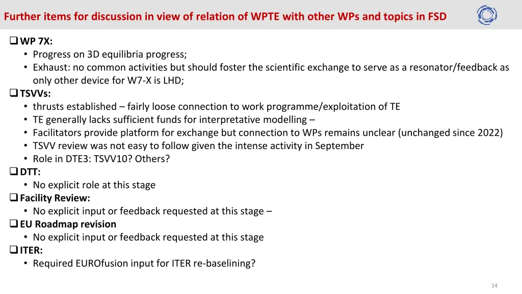 further items for discussion in view of relation