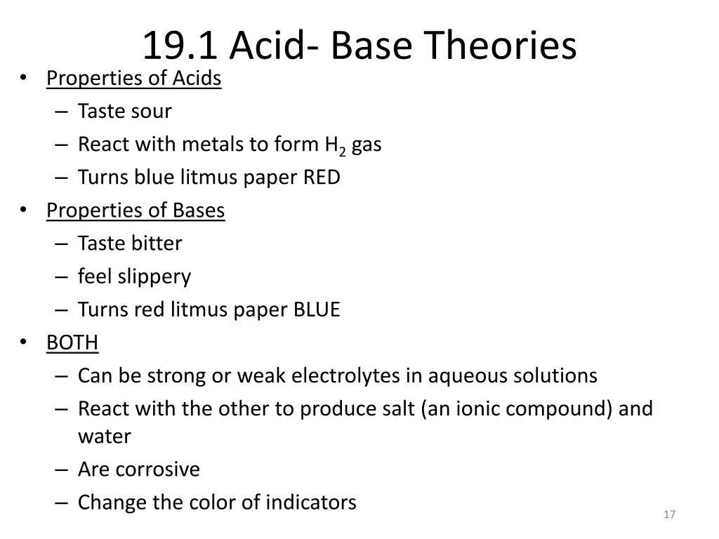 19 1 acid base theories properties of acids taste