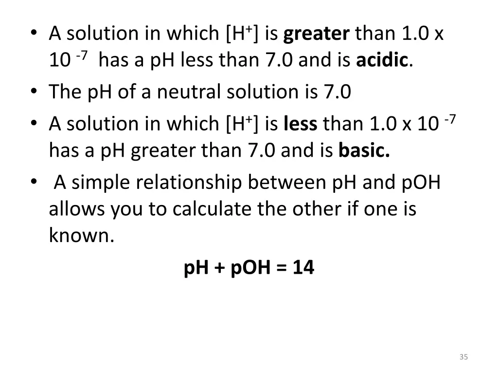 a solution in which h is greater than