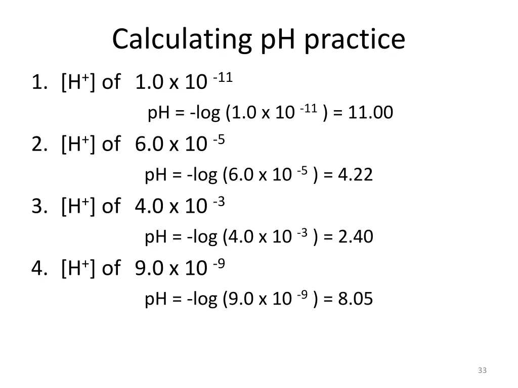 calculating ph practice