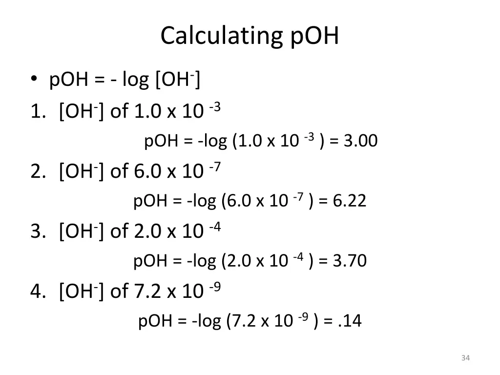 calculating poh