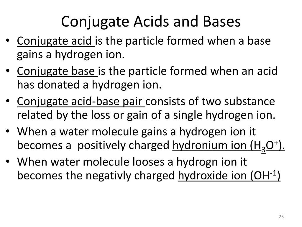 conjugate acids and bases conjugate acid