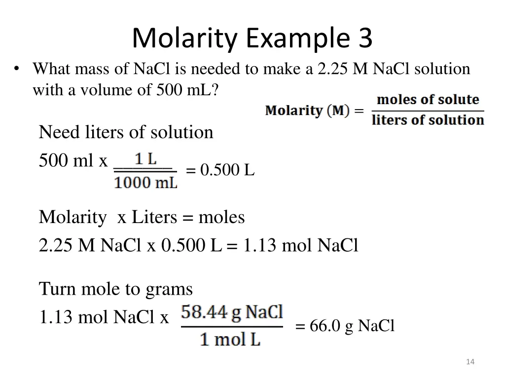 molarity example 3 what mass of nacl is needed
