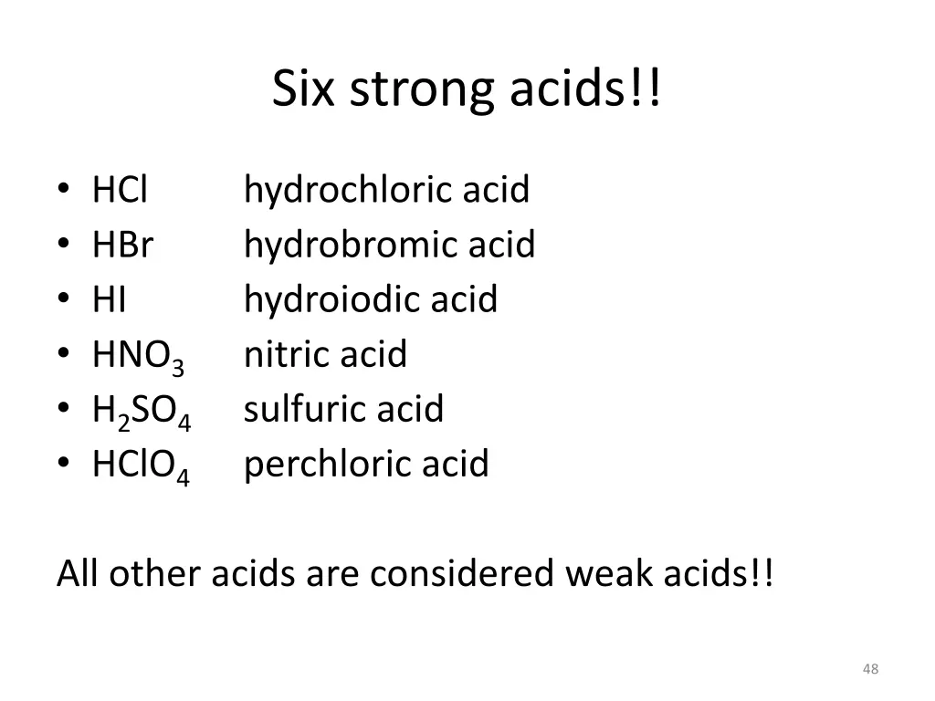 six strong acids