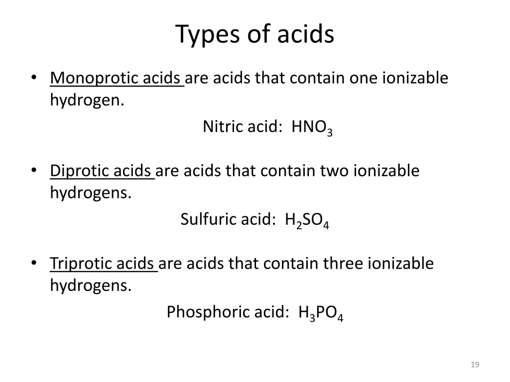 types of acids