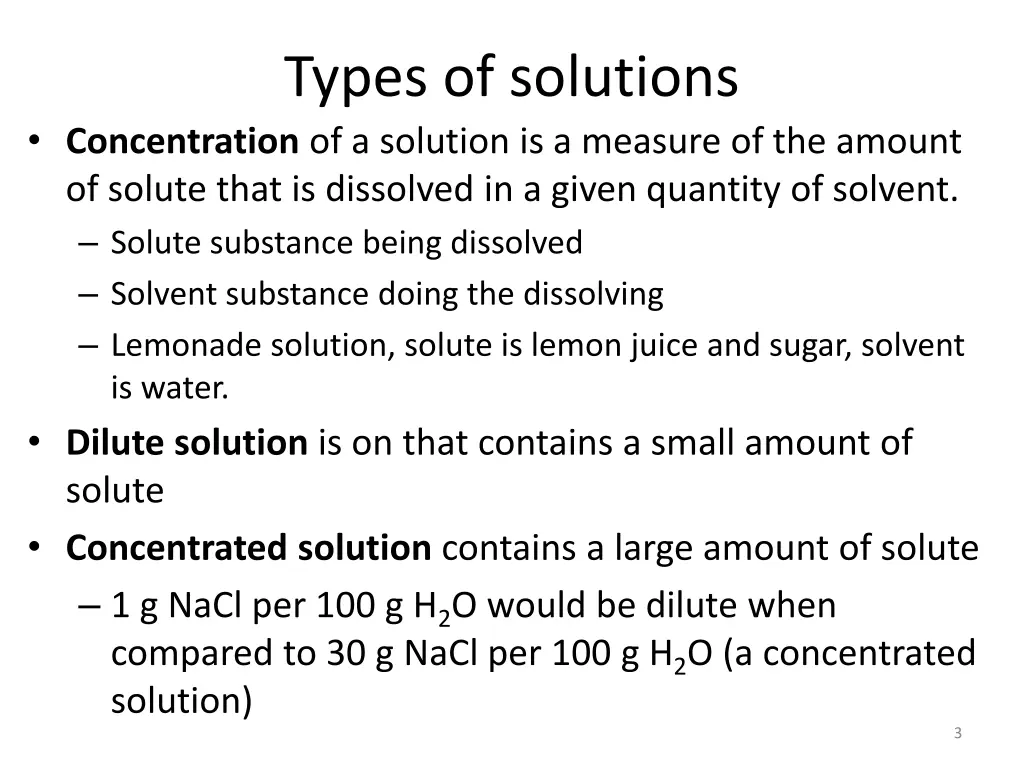 types of solutions