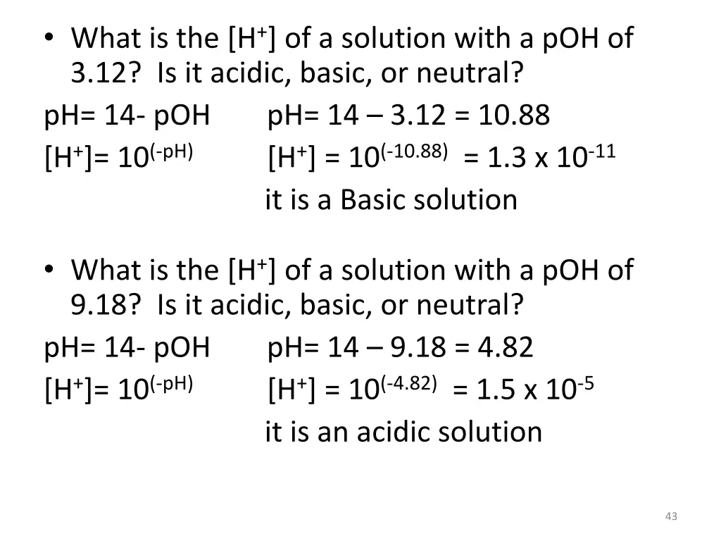 what is the h of a solution with