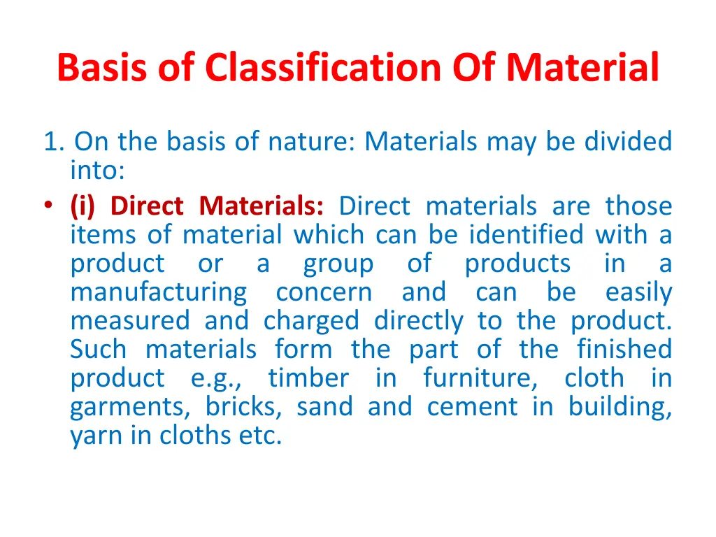 basis of classification of material