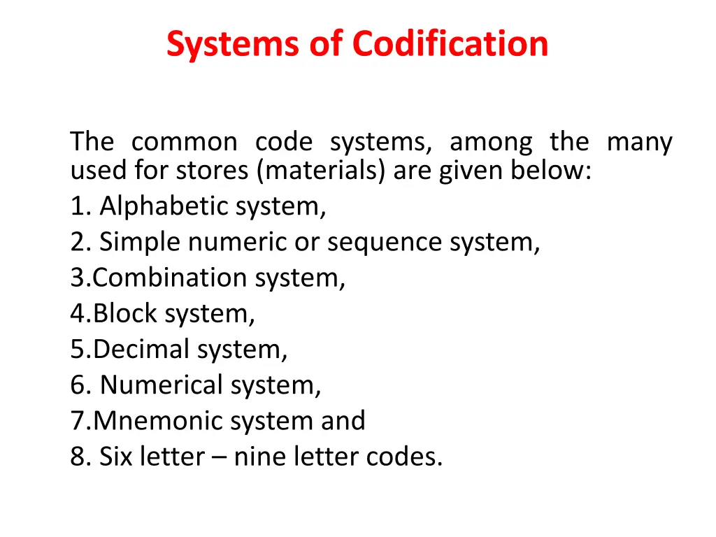 systems of codification