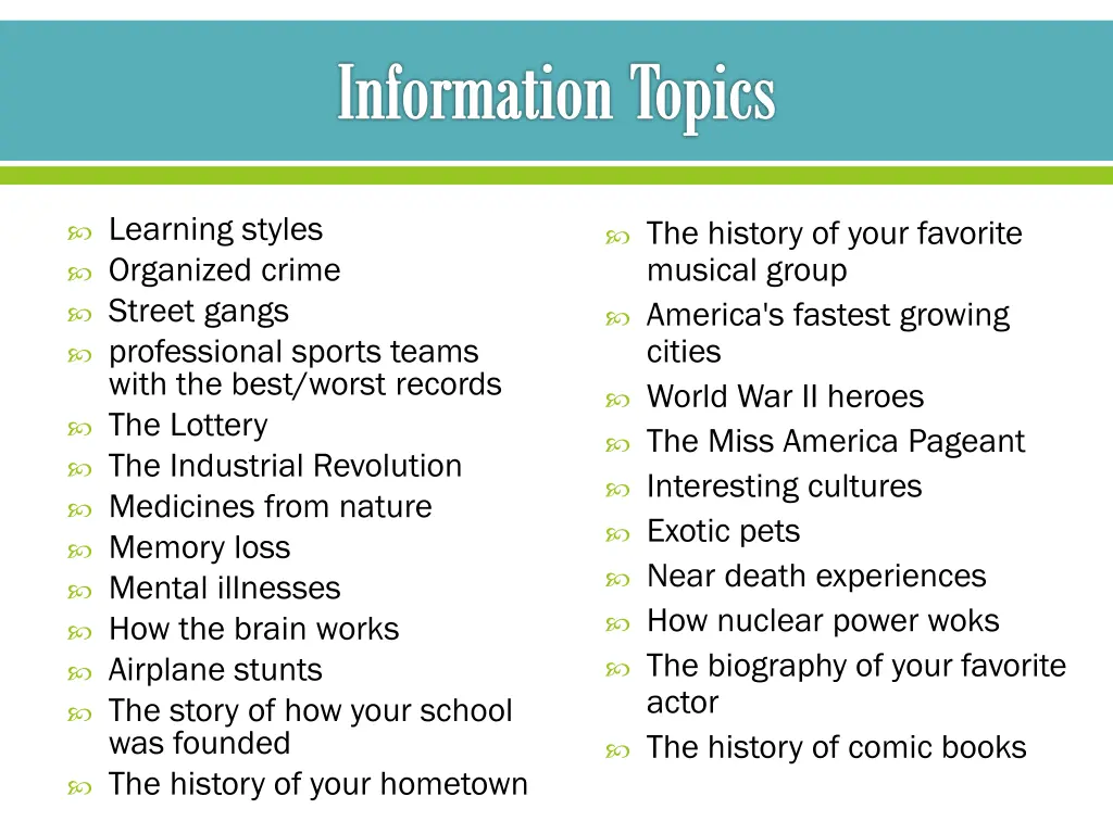 information topics 7
