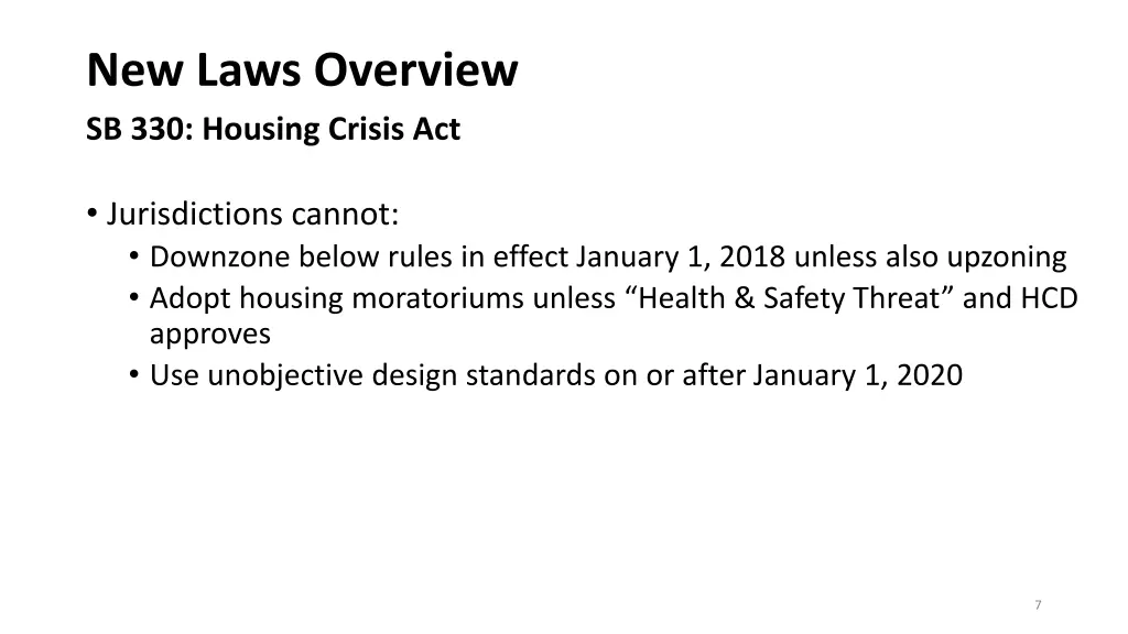 new laws overview sb 330 housing crisis act 1