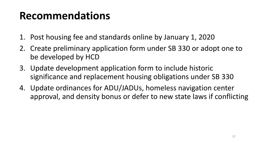 recommendations