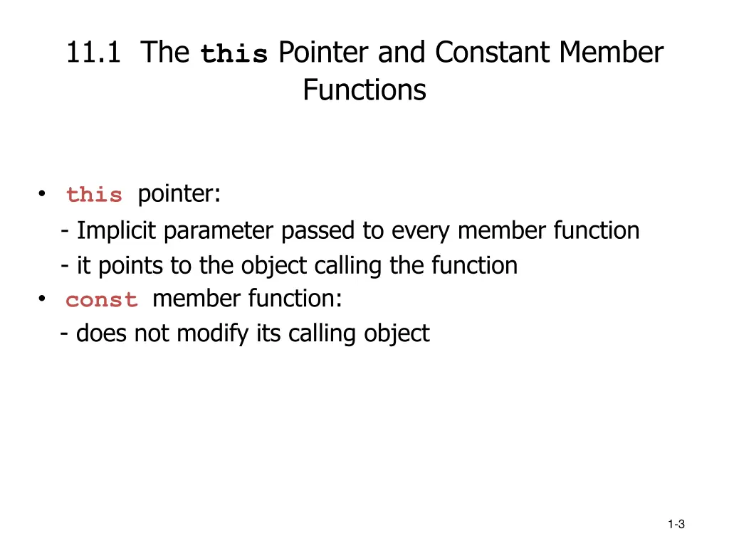 11 1 the this pointer and constant member