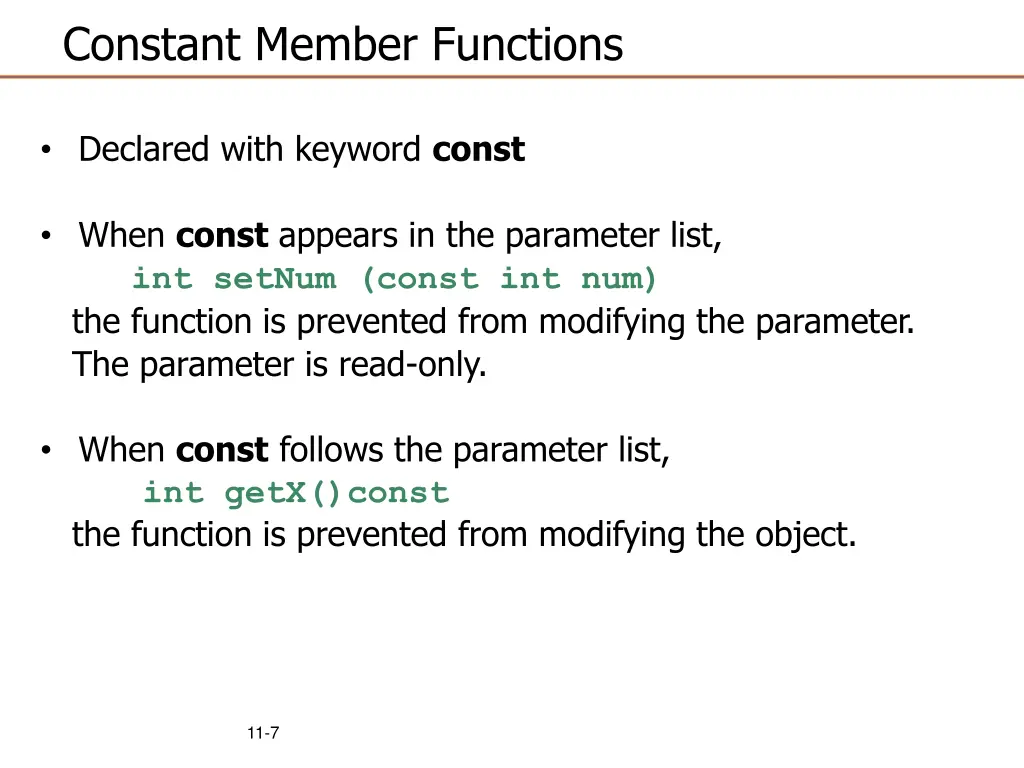 constant member functions