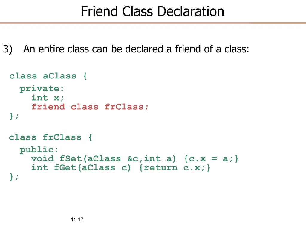 friend class declaration