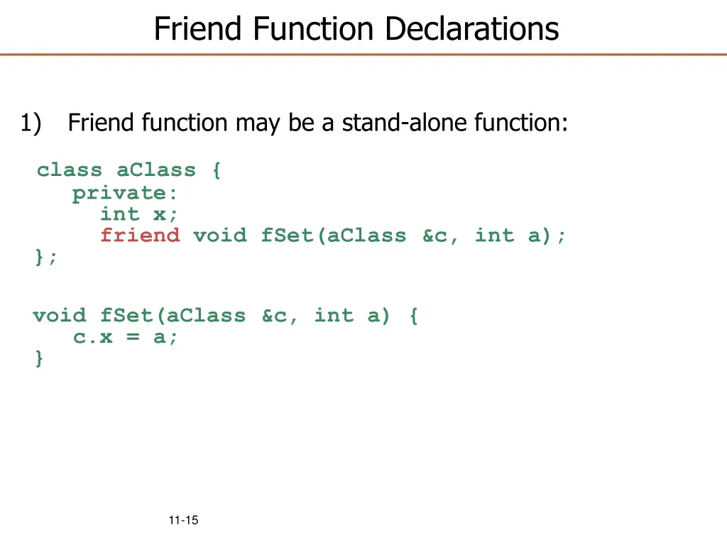friend function declarations