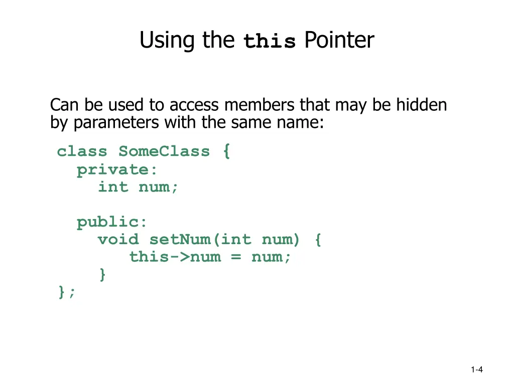 using the this pointer