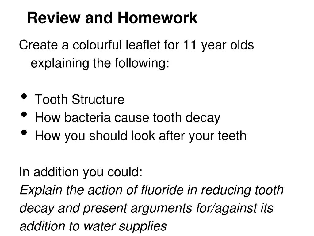 review and homework