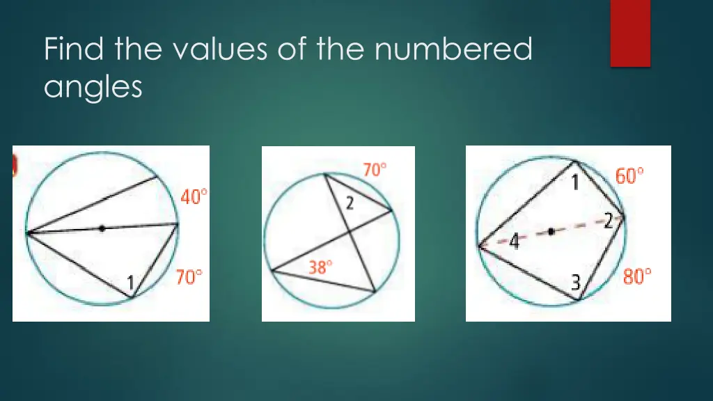 find the values of the numbered angles