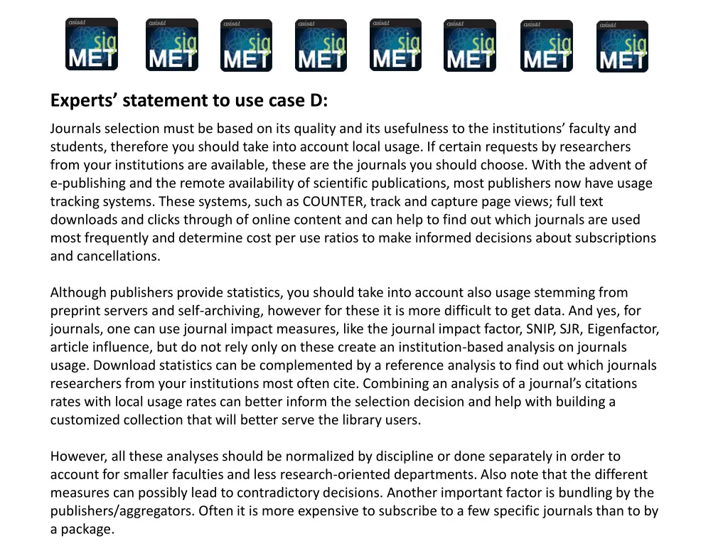 experts statement to use case d