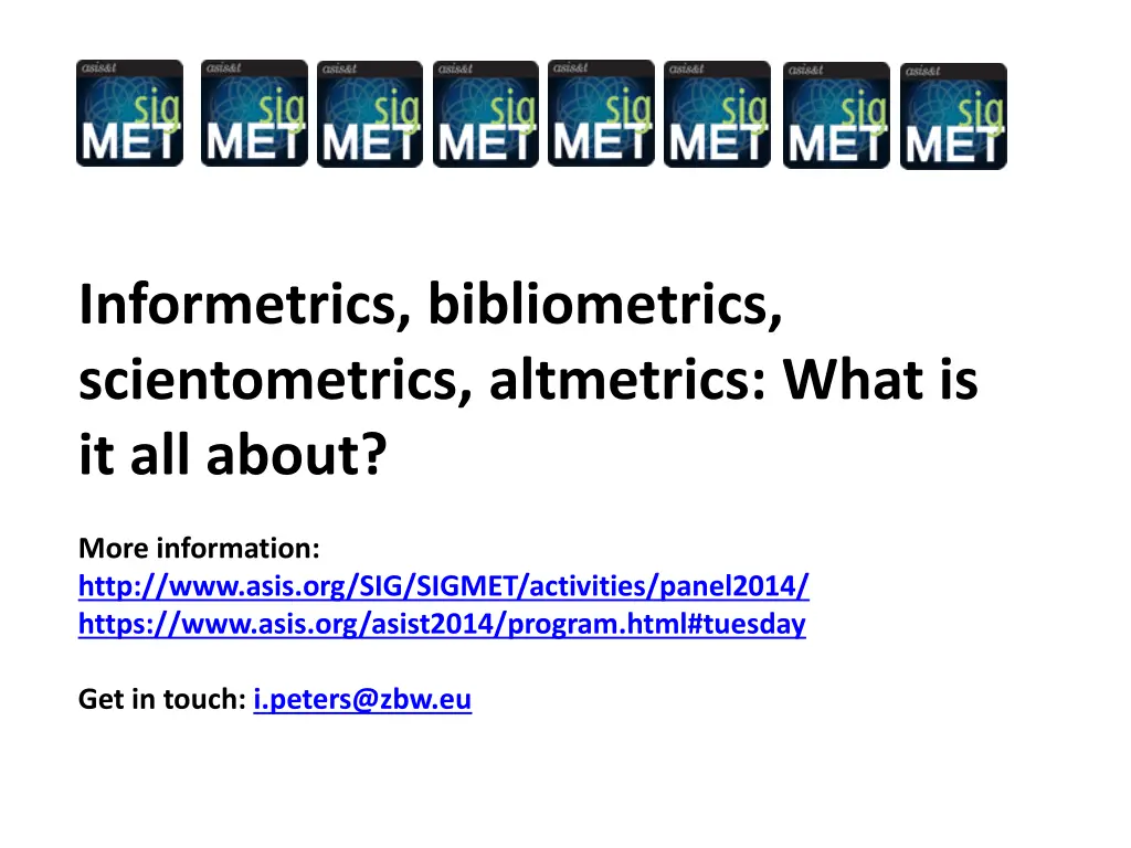 informetrics bibliometrics scientometrics 1