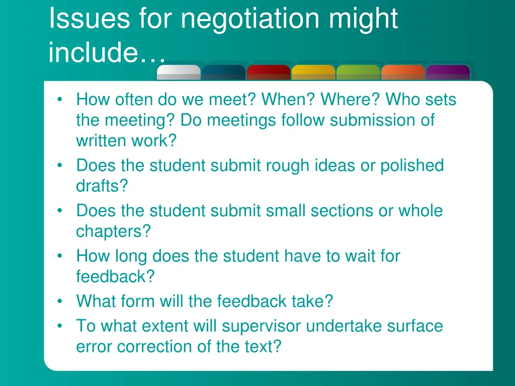 issues for negotiation might include
