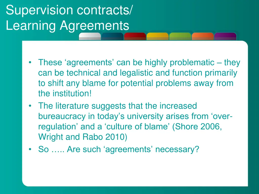 supervision contracts learning agreements
