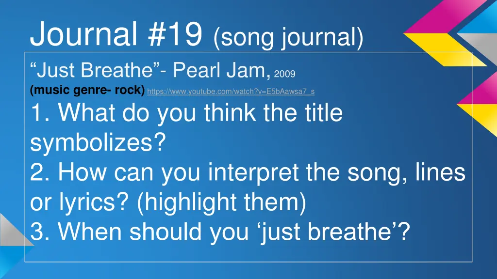 journal 19 song journal just breathe pearl