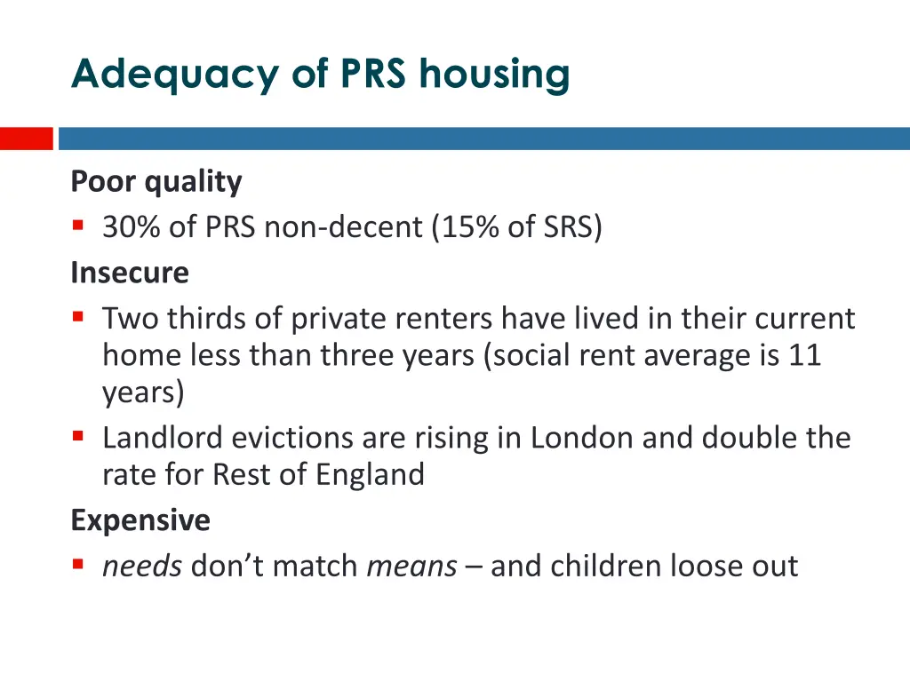 adequacy of prs housing