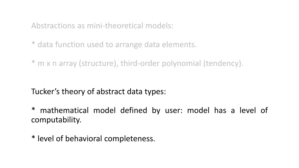 abstractions as mini theoretical models 1
